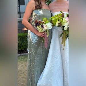 STAUD Olive Moss Green Sequin Dress